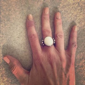 Silver and pearl ring